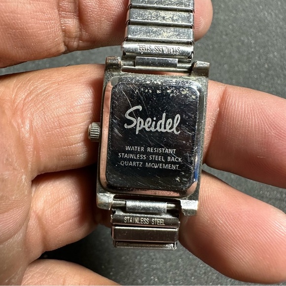 Speidel Express Ladies Quartz Tank Watch Silver Tone Roman Numeral Dial Working - Picture 8 of 9